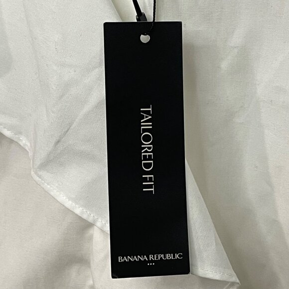 BANANA REPUBLIC White Tailored Fit Long Sleeve Button-Up Ruffle Blouse Size 8 - Picture 6 of 13